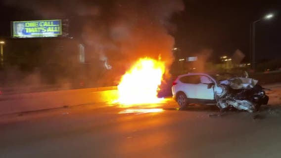 I-43 crash, fire in Milwaukee; vehicles wreck near Lapham