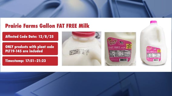 Prairie Farms announces recall of Prairie Farms Gallon Fat Free Milk