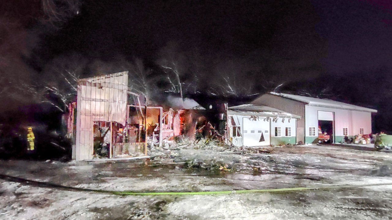 Town of Dover barn fire; extreme cold made firefighting a challenge