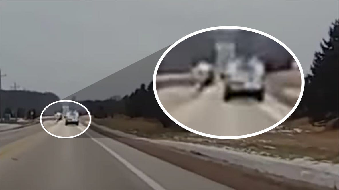 Video: Deer slams into moving van in Mequon