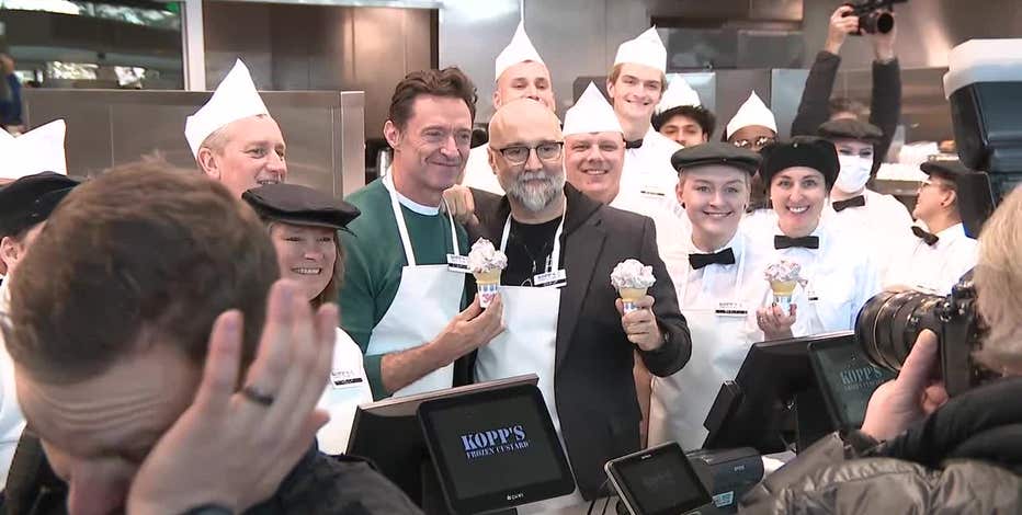 Hugh Jackman serves Kopp's Frozen Custard to adoring movie fans