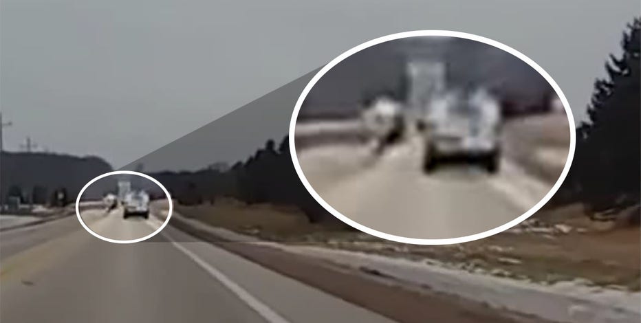 Video: Deer slams into moving van in Mequon