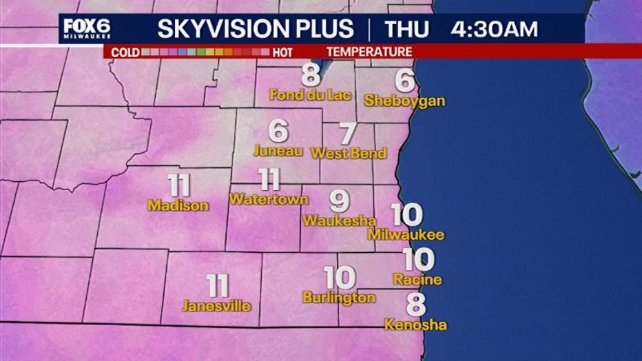 SE Wisconsin Temps Thursday Moring