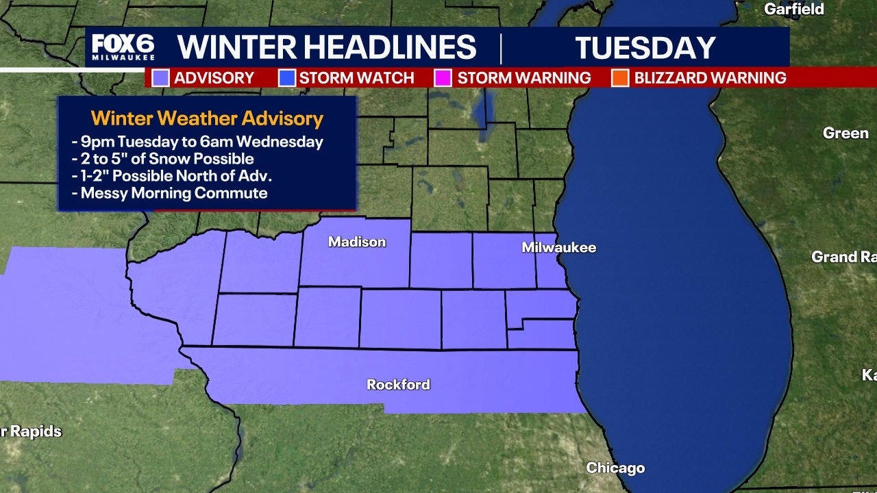 Winter weather advisory issued for parts of southeast Wisconsin
