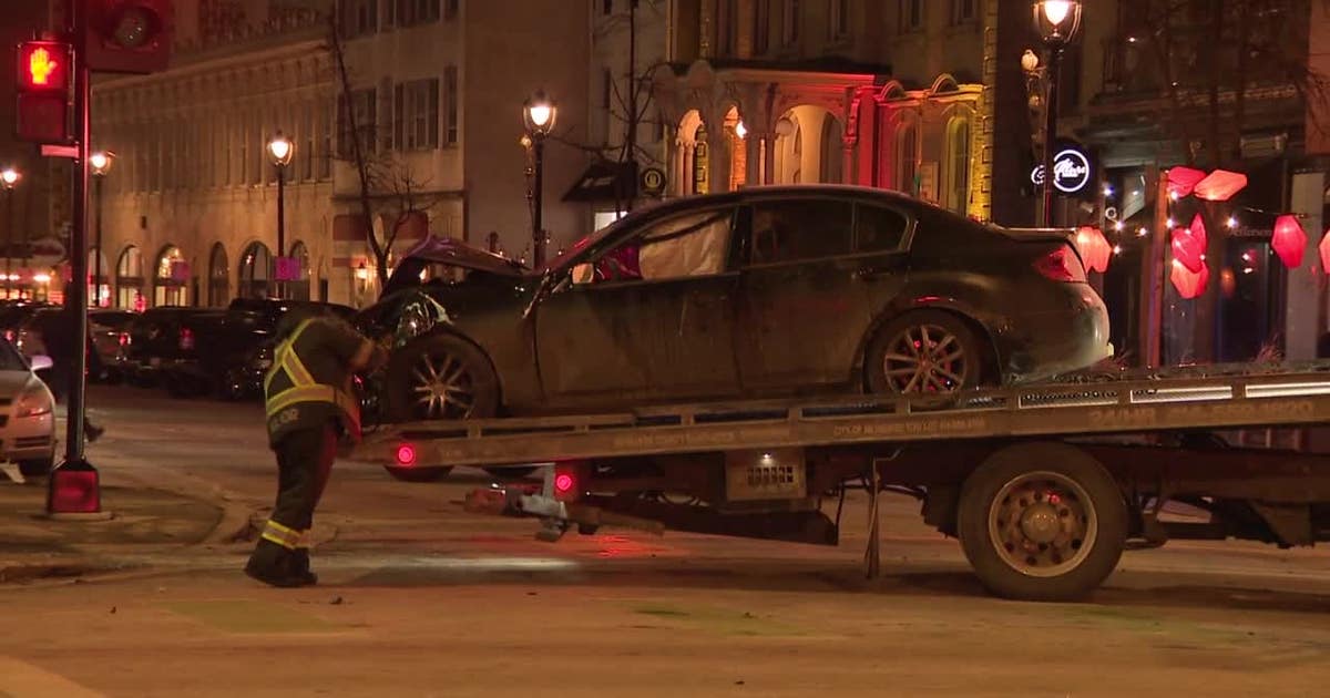Milwaukee police chase, driver crashes into downtown building