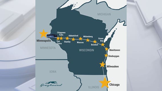New Greyhound service in Wisconsin; connects Minneapolis to Chicago