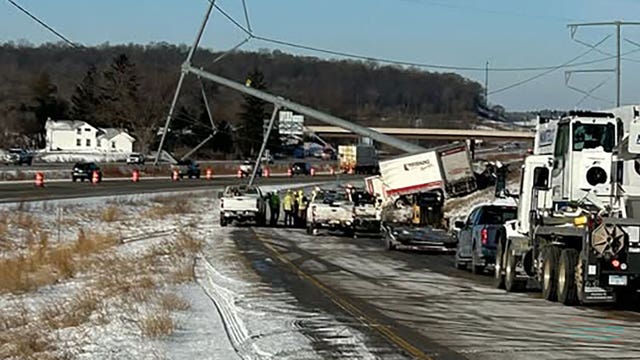 Wisconsin crash: Semi hits high-voltage power pole in Dane County