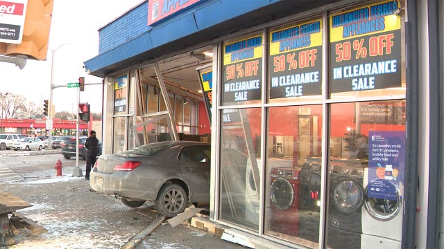 Car slams into Milwaukee appliance store at Fond du Lac and Capitol