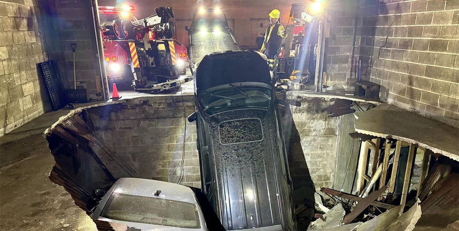 Milwaukee garage floor collapses beneath parked cars; no injuries