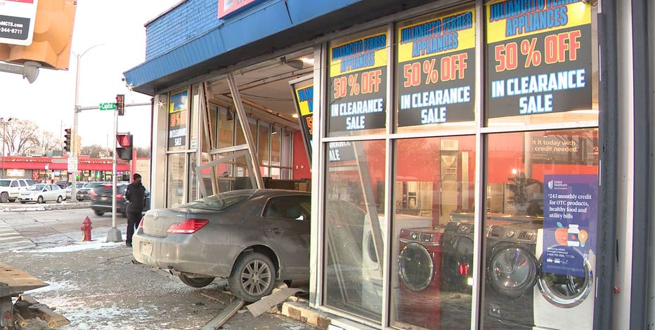 Car slams into Milwaukee appliance store at Fond du Lac and Capitol