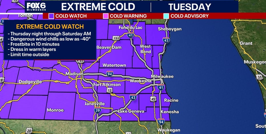 Wisconsin extreme cold watch; in effect Thursday night to Saturday