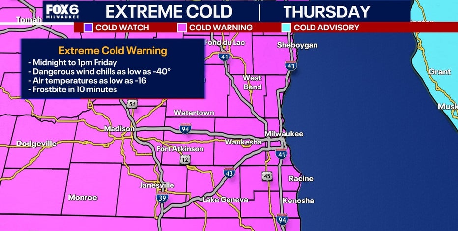 Wisconsin extreme cold warning Friday, advisory to follow