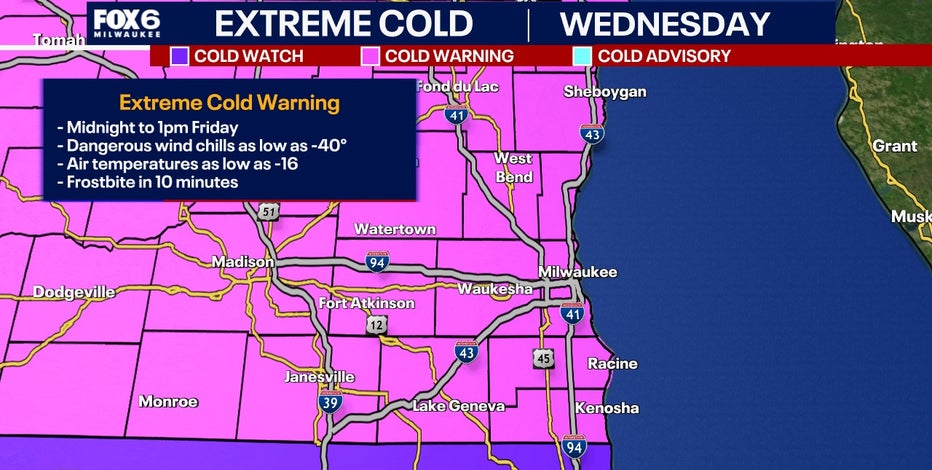 Wisconsin extreme cold warning; Thursday night to Friday afternoon