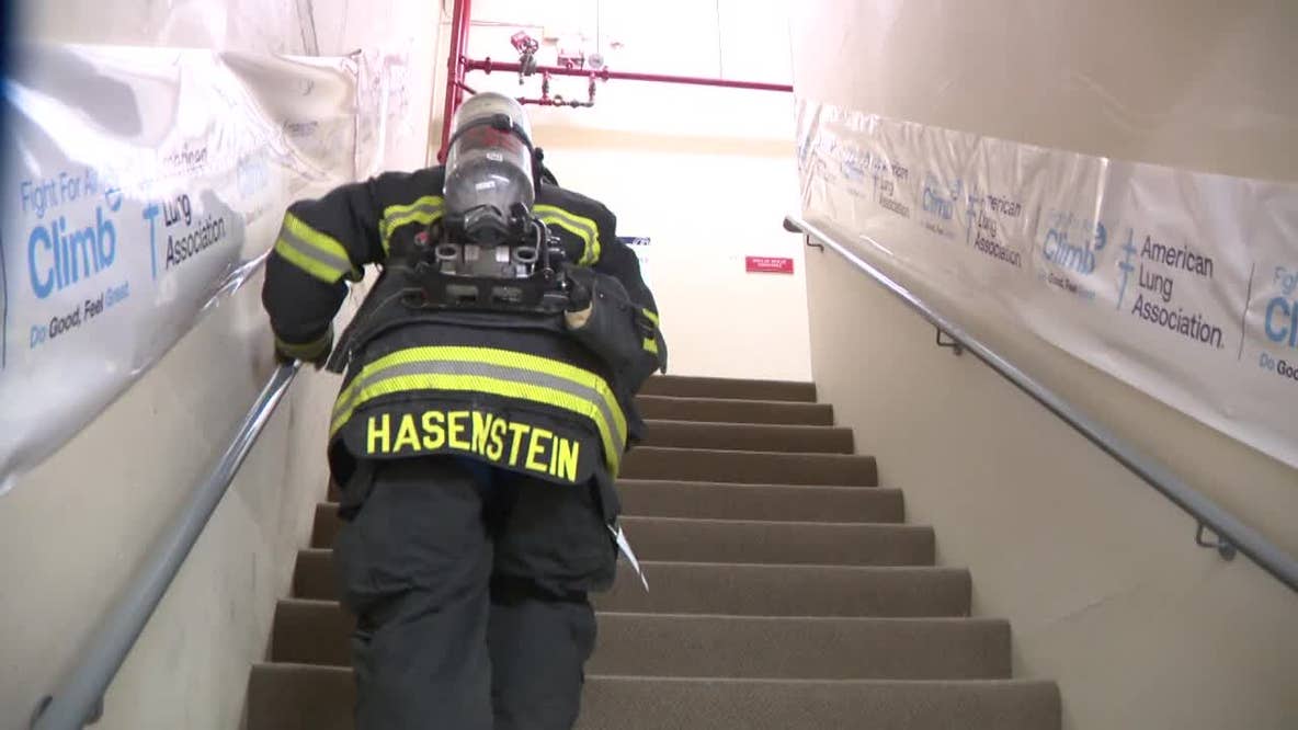 Milwaukee Fight For Air Climb; participants climb 30 flights of stairs