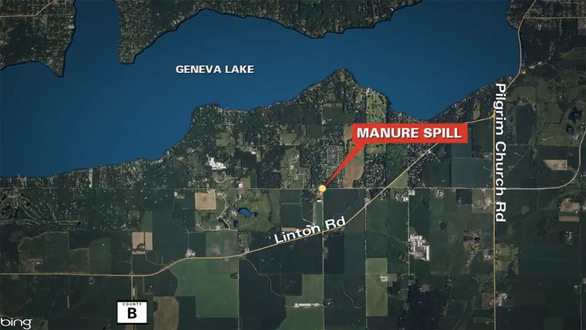 Walworth County manure spill, Geneva Lake impacted