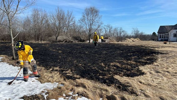 Mukwonago grass fire on Pheasant Field Drive; windy conditions
