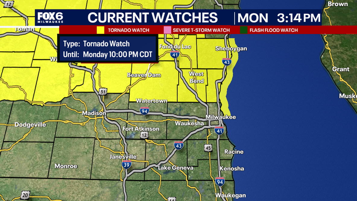 Wisconsin severe weather risk: Tornado watch issued, strong storms expected