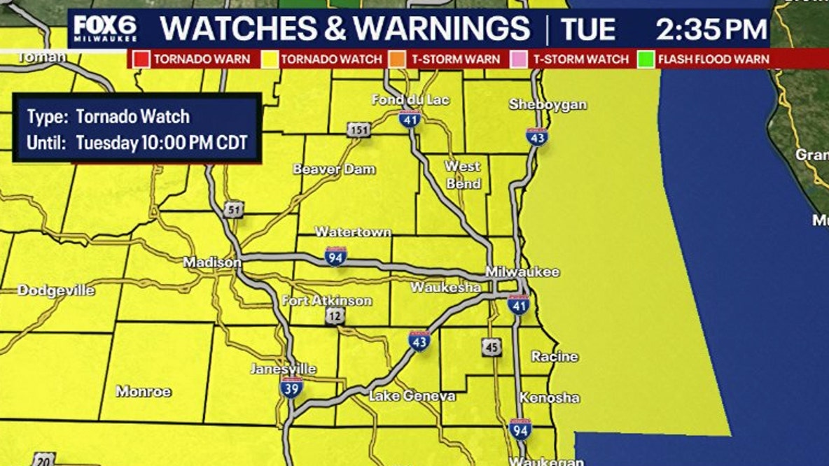 Wisconsin tornado watch: Storms redevelop Tuesday afternoon, evening