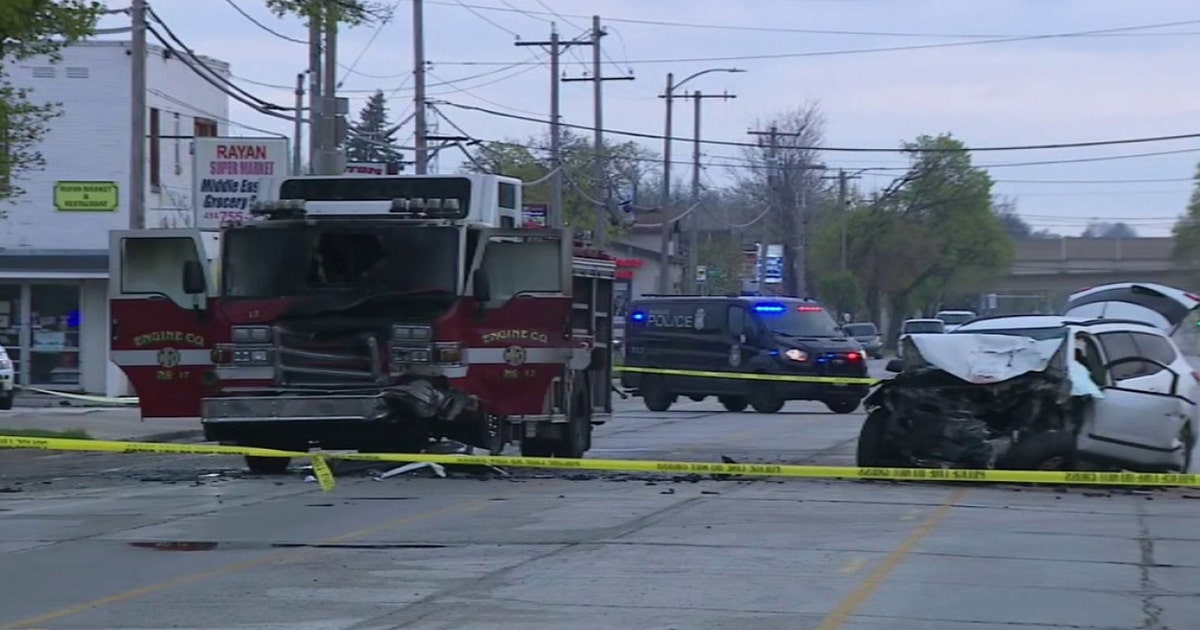 Vehicle crosses center line, crashes into Milwaukee fire truck; 2 hurt