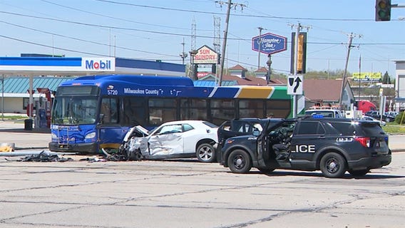 Milwaukee police chase, crash involving bus; man charged