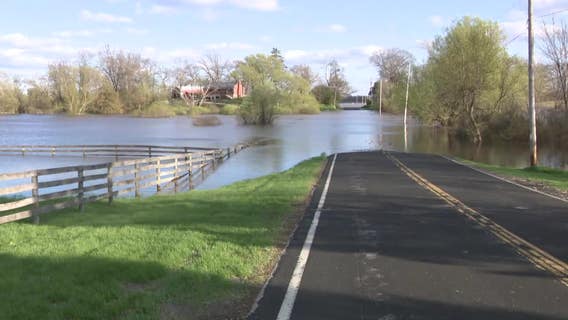 Fox River overflows in Burlington, flooding streets, basements