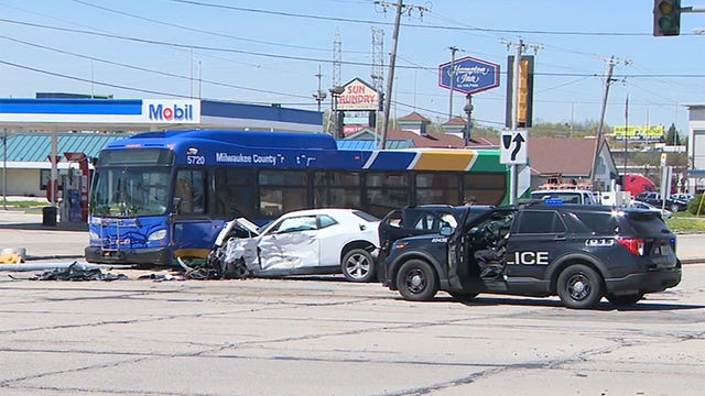 Milwaukee police chase, crash involving bus; suspect arrested