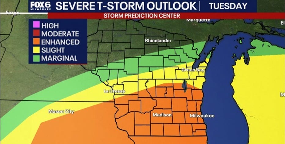 Wisconsin severe weather risk: Storms redevelop Tuesday afternoon, evening