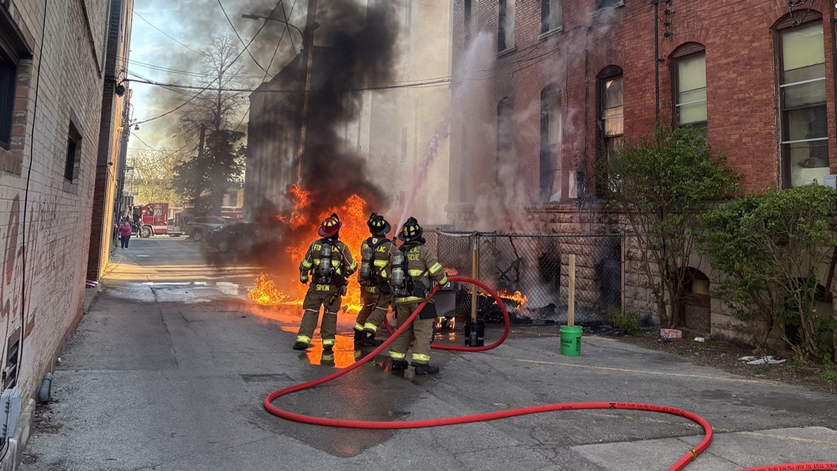 Dumpster fire in downtown Fond du Lac, building damaged