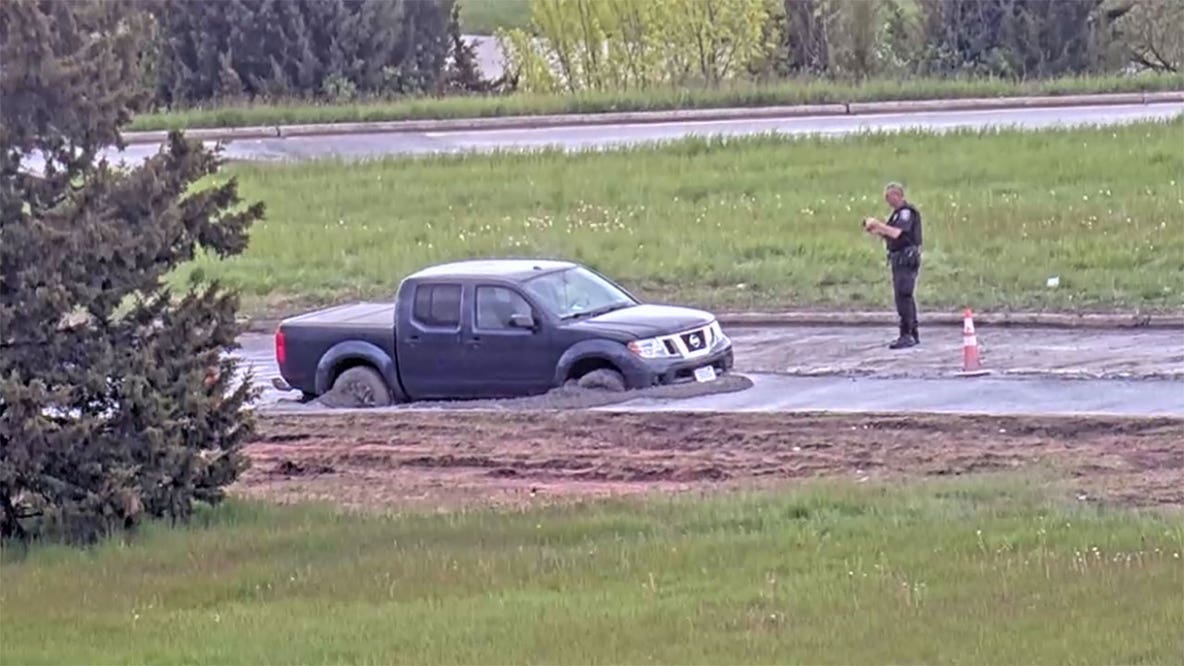 Wisconsin driver removes ‘road closed’ barrier; stuck in fresh concrete