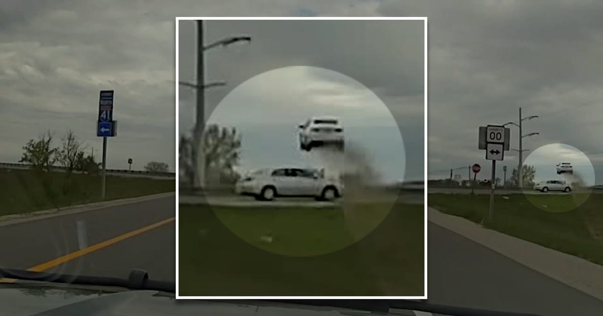 Fond du Lac County chase, car flies over traffic while fleeing