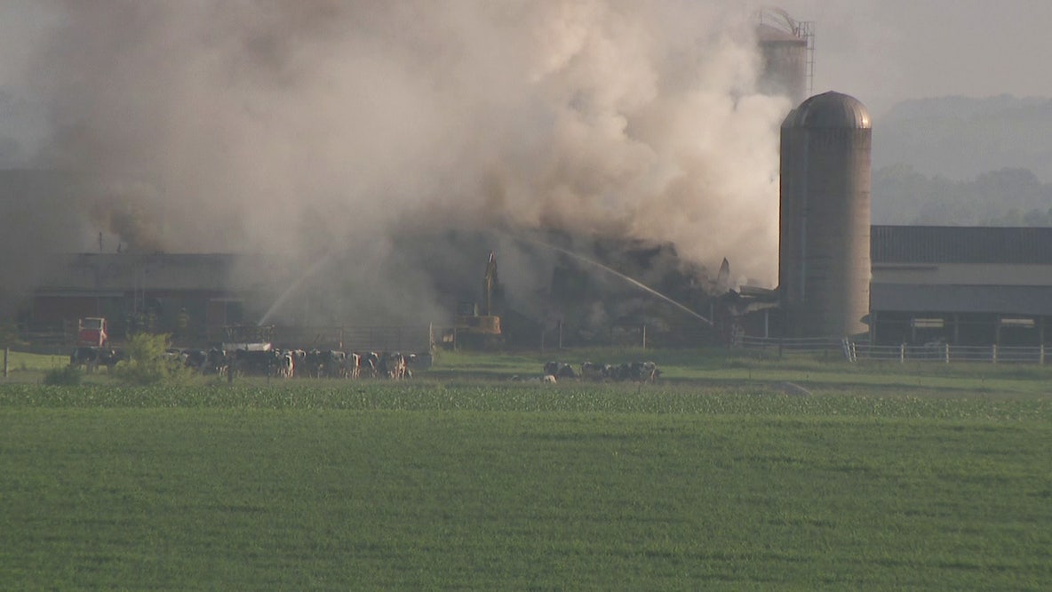 Washington County barn fire; no cattle injured, building a total loss