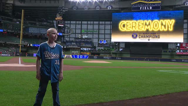 Brewers fan honored; 10-year-old cancer survivor gets VIP night