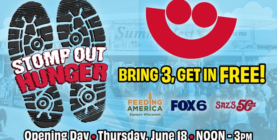 Stomp Out Hunger in southeast Wisconsin: Bring 3 and get into Summerfest FREE!