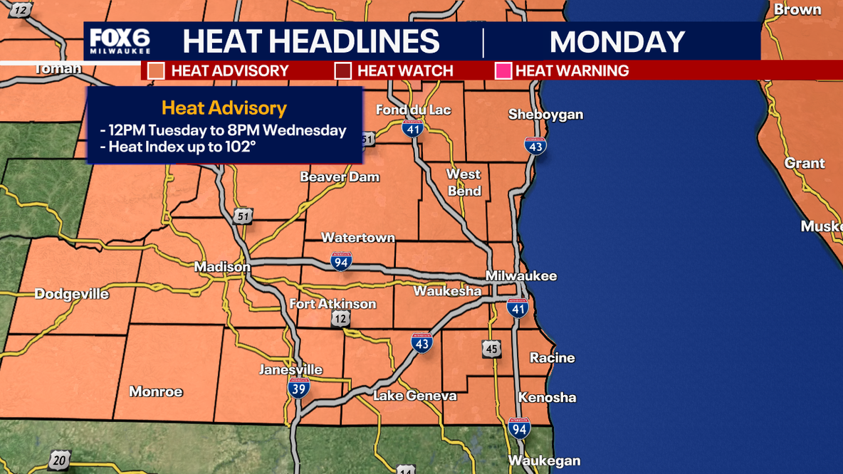 Wisconsin heat advisory Tuesday into Wednesday; what to expect