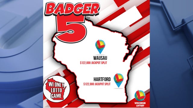 Winning $122K Badger 5 Jackpot split; tickets sold in Wausau, Hartford