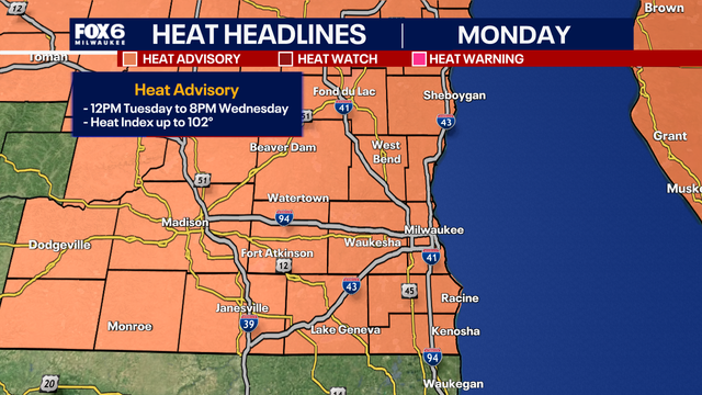 Wisconsin heat advisory Tuesday into Wednesday; what to expect