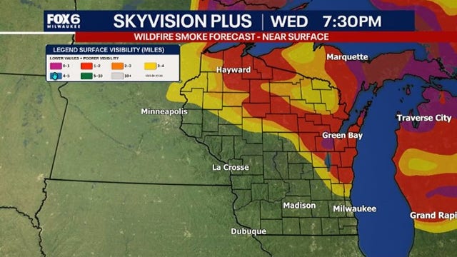 Wildfire smoke hits Wisconsin; poor air quality, hazy skies