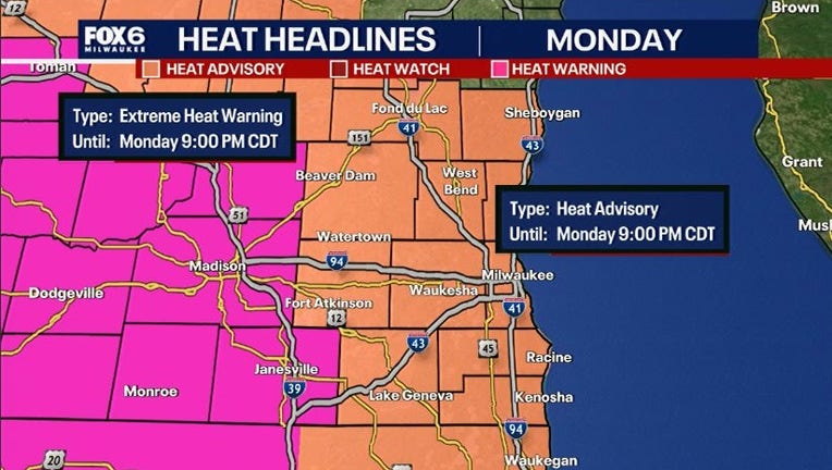 HEat Warning and Heat Advisory WIsconsin