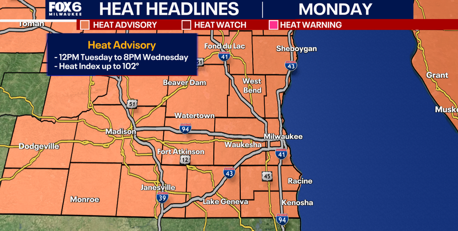 Wisconsin heat advisory Tuesday into Wednesday; what to expect