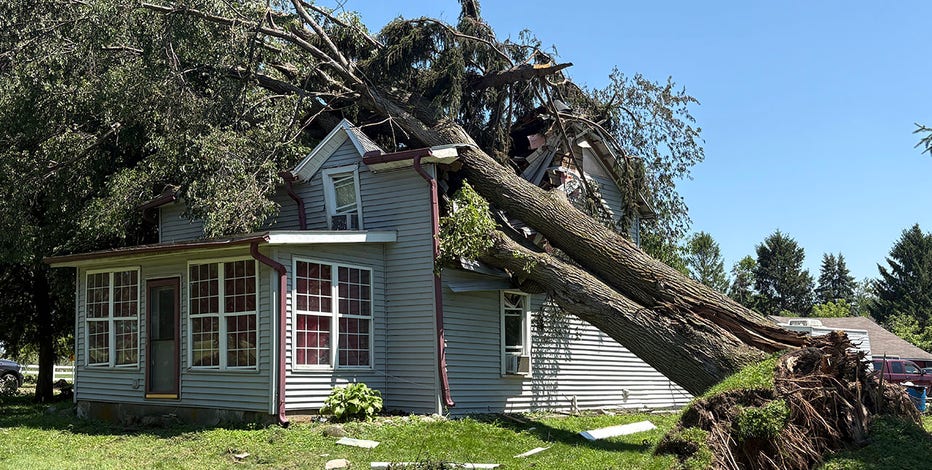 Walworth County storm damage, tree smashes Geneva Township home