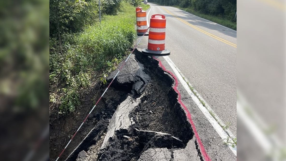 Merton culvert failure, Highway E closed to through traffic
