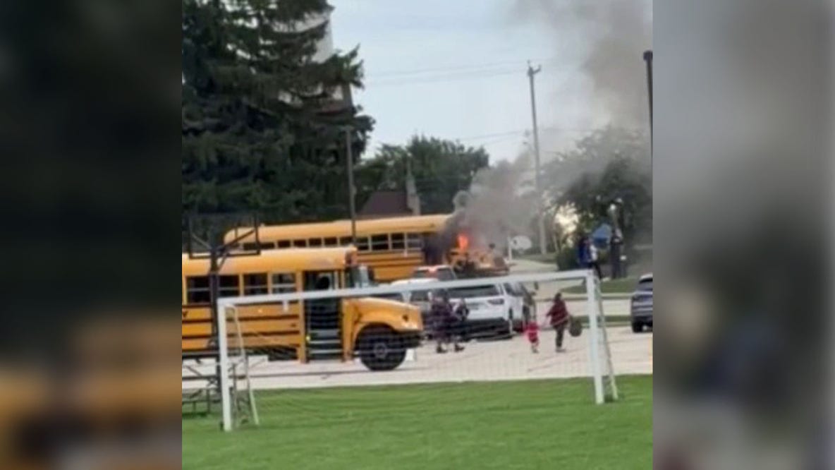 Oak Creek school bus fire; 2 kids removed, no injuries