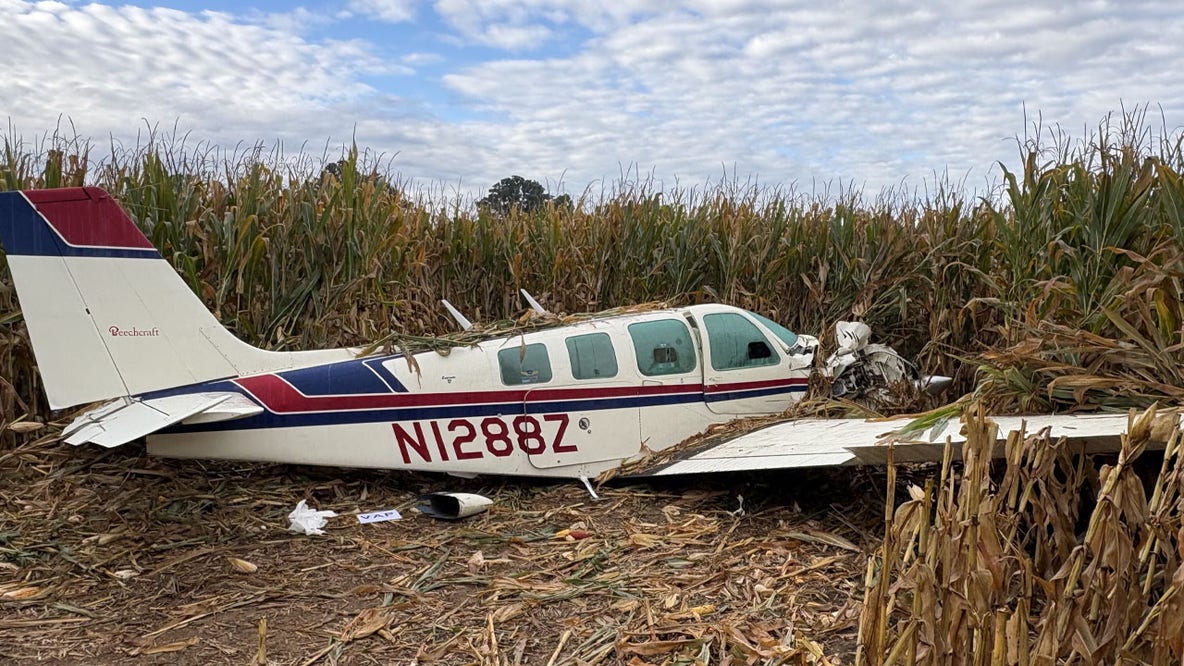 Plane crashes in East Troy cornfield; 4 on board, 3 taken to hospital