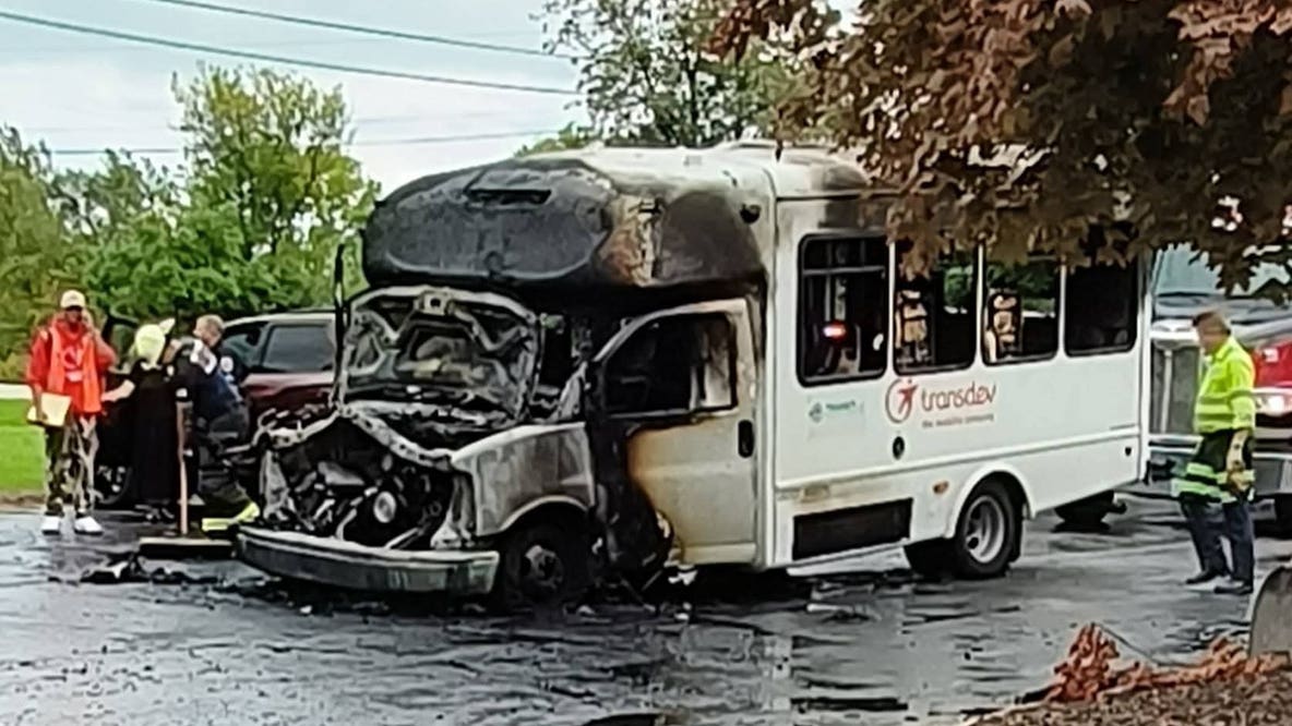 Oak Creek paratransit van fire, driver carries passenger to safety