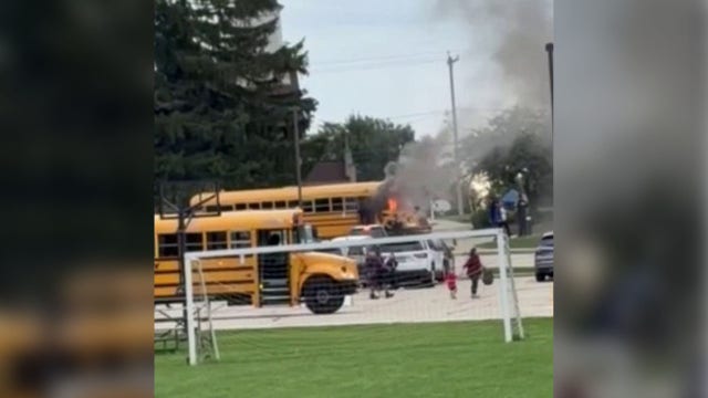 Oak Creek school bus fire; 2 kids removed, no injuries