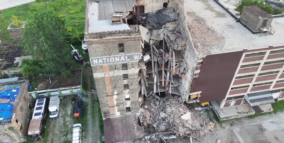 Partial wall collapse at vacant Milwaukee industrial building