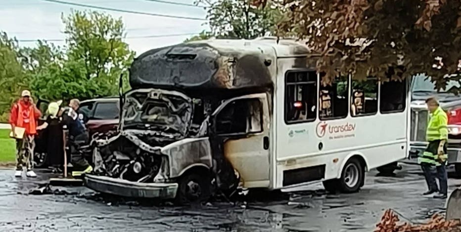 Oak Creek paratransit van fire, driver carries passenger to safety