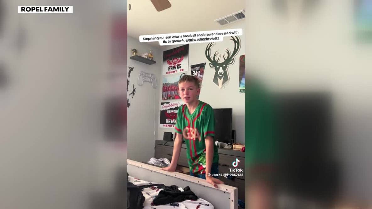 Young Brewers fan surprised with NLCS Game 4 tickets