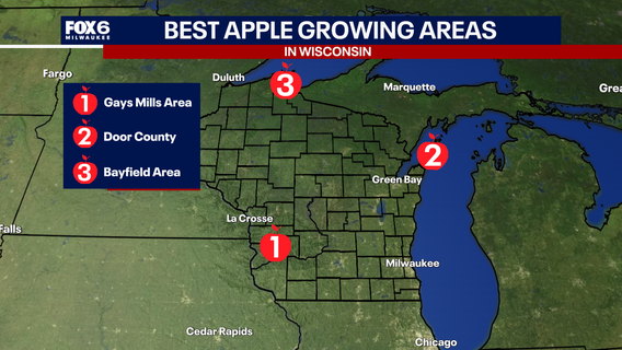 Where apples grow best in Wisconsin; top weather regions