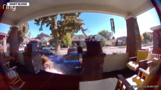Car crashes into Racine house, porch collapses